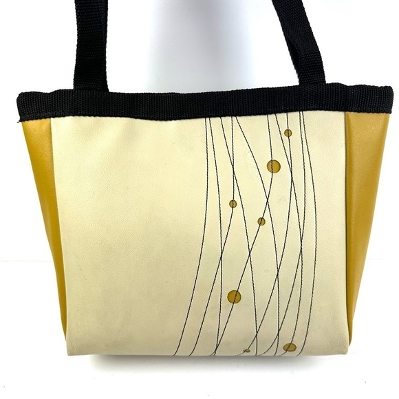 Holly Aiken Handbag Yellow Tan Canvas Geometric Purse Shoulder Bag Womens‎ - Picture 6 of 16